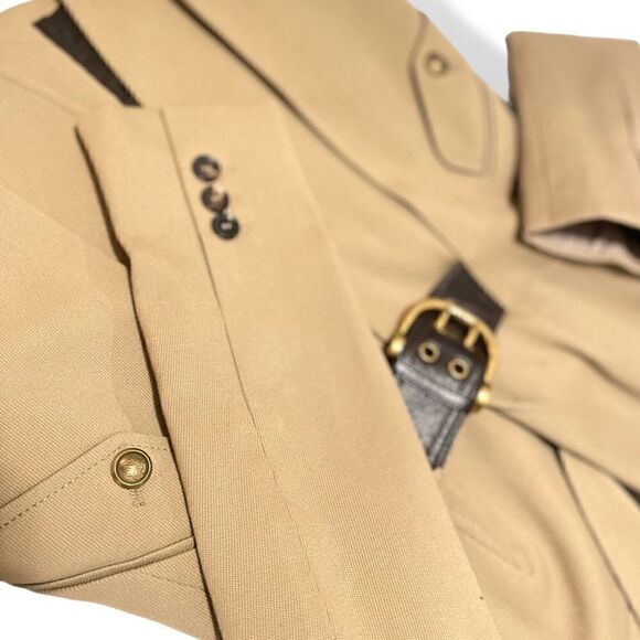 GUCCI Military Inspired Beige Canvas Jacket with Horse-bit Motif Accents - Picture 12 of 14